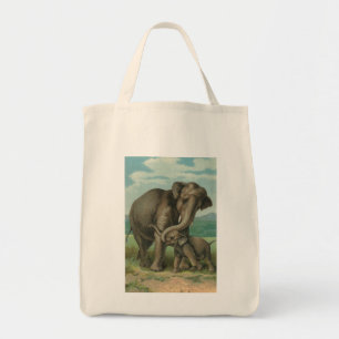 Tote Bag Illustration de livre vintage d'éléphants de bonne