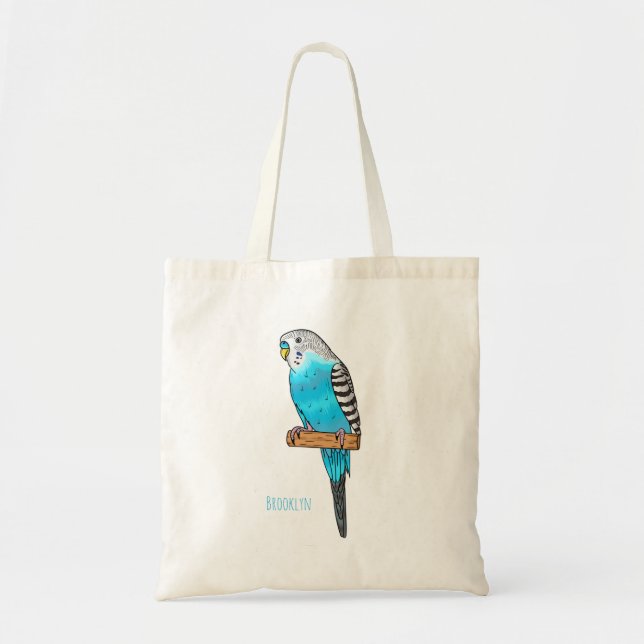 Tote Bag Illustration de l'oiseau bleu budgerigar (Devant)