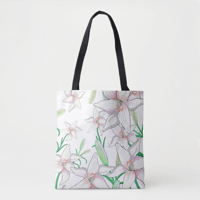 Tote Bag Illustration de lys blancs (Devant)