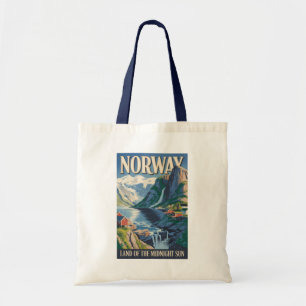 Tote Bag Illustration de paysage norvégien Art de voyage vi