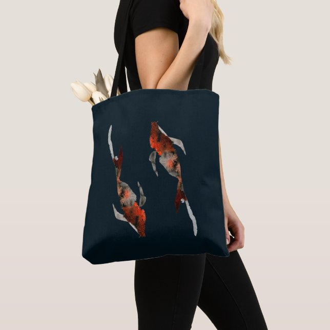 Tote Bag Illustration de poisson koi aquarelle (De près)