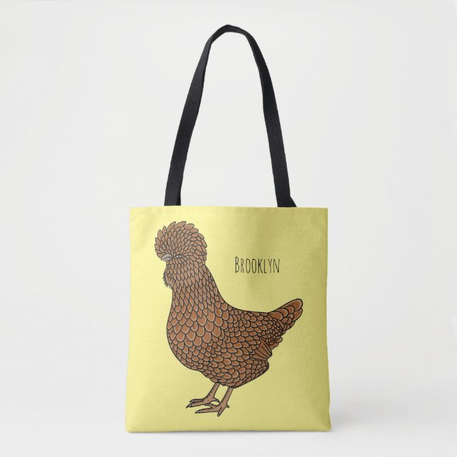 Tote Bag Illustration de poulet à la polis chamois (Devant)