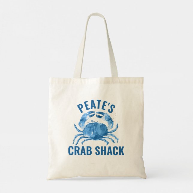 Tote Bag Illustration des aquarelles bleu mer-carbe (Dos)