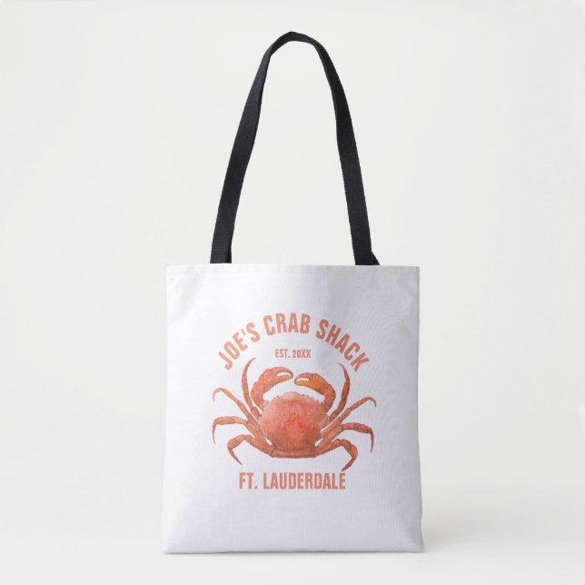 Tote Bag Illustration des aquarelles de crabe Texte personn (Devant)