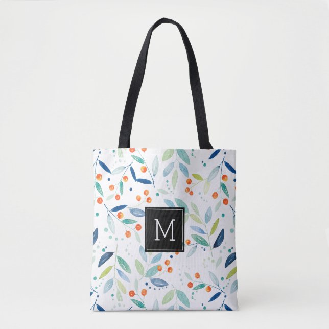 Tote Bag Illustration des aquarelles modernes Motif botaniq (Devant)