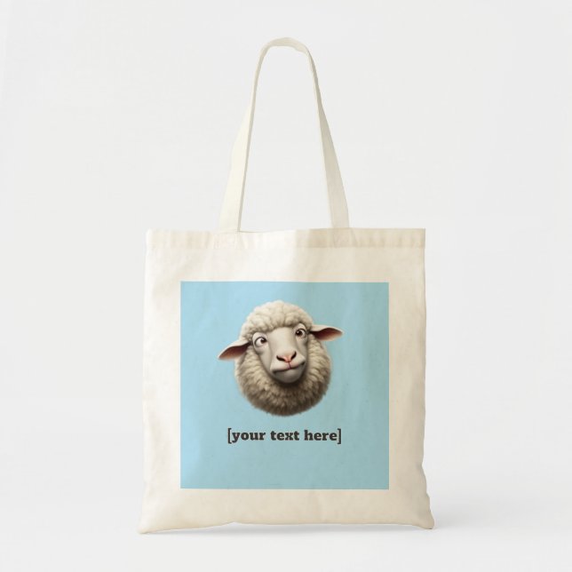 Tote Bag Illustration des moutons à oeil croisé Texte perso (Devant)