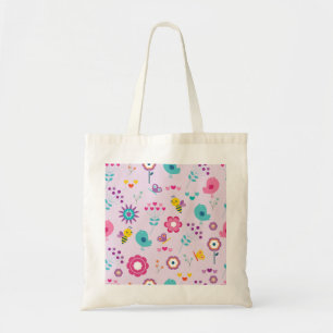 Tote Bag Illustration des oiseaux mignons, des abeilles et 