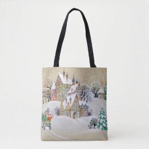 Tote Bag Illustration dessinée à la main avec paysage d'h