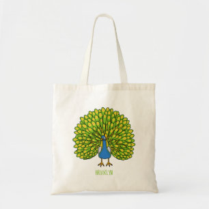 Tote Bag Illustration d'oiseau de paon brillant