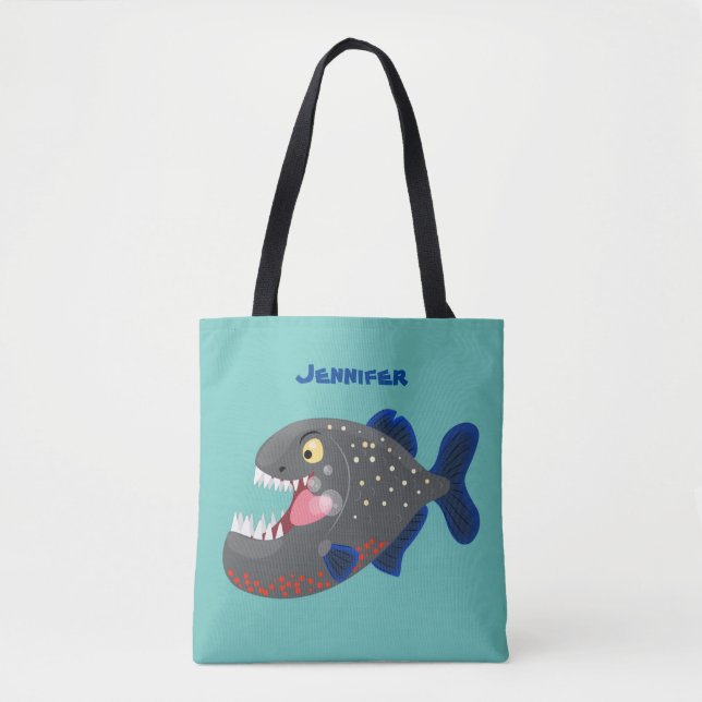 Tote Bag Illustration drôle de piranha affamée (Devant)