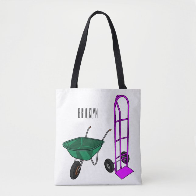 Tote Bag Illustration du chariot à roues et du chariot à ma (Devant)
