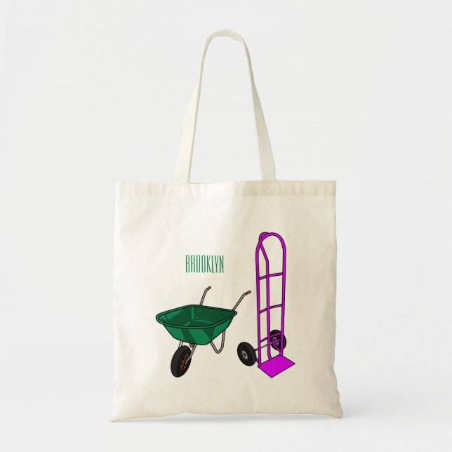 Tote Bag Illustration du chariot à roues et du chariot à ma (Devant)