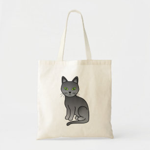 Tote Bag Illustration du chat en carton bleu russe