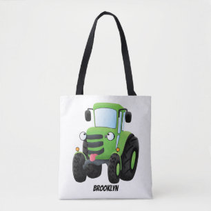 Tote Bag Illustration du joli joyeux tracteur agricole vert