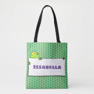 Tote Bag Illustration du panneau de grenouille verte mignon