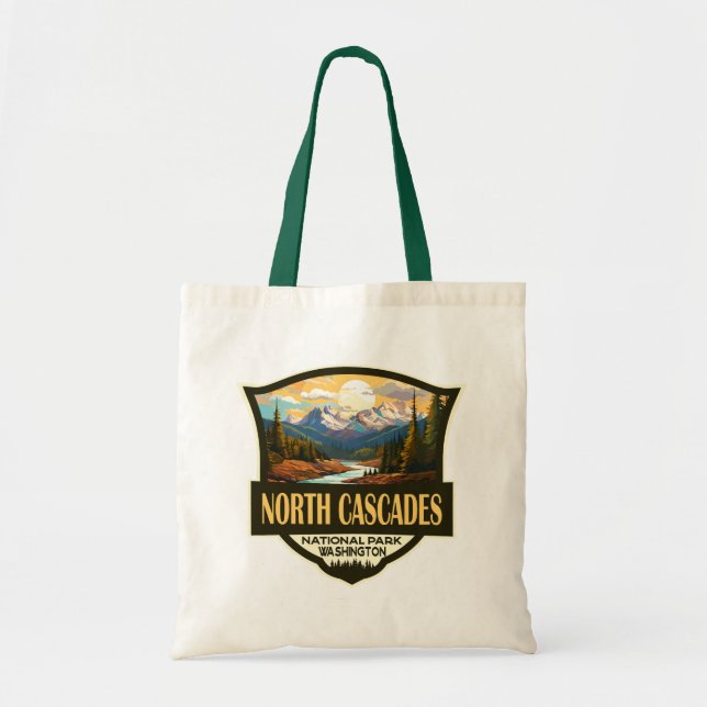 Tote Bag Illustration du parc national North Cascades Voyag (Devant)