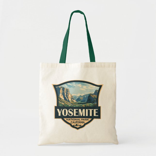 Tote Bag Illustration du parc national Yosemite Badge rétro (Devant)