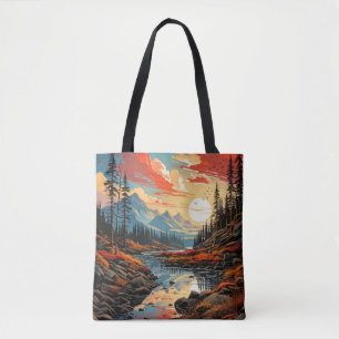 Tote Bag Illustration du paysage d'automne Pittoresque et c