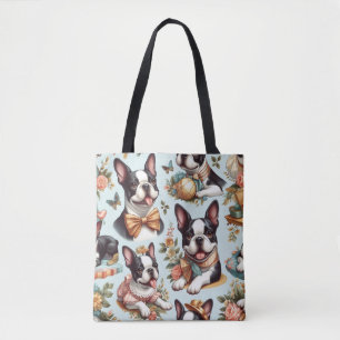 Tote Bag Illustration du Terrier Vintage de Boston