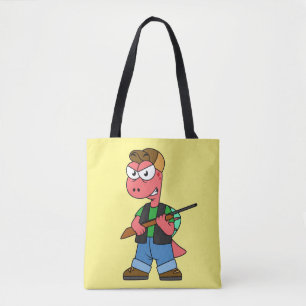 Tote Bag Illustration D'Un Chasseur De Spinosaure Avec Arme