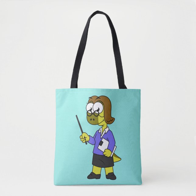 Tote Bag Illustration D'Un Enseignant Pachycéphalosaure. (Devant)