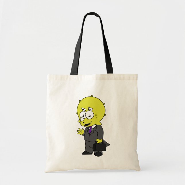 Tote Bag Illustration D'Un Homme D'Affaires Tricératops. (Devant)