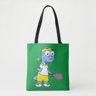 Tote Bag Illustration D'Un Joueur De Tennis Tyrannosaurus R