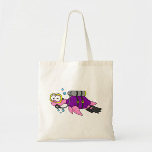 Tote Bag Illustration D'Un Loch Ness Monster Scuba Diver.