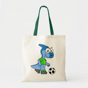 Tote Bag Illustration D'Un Parasaurolophus Jouant Au Footba