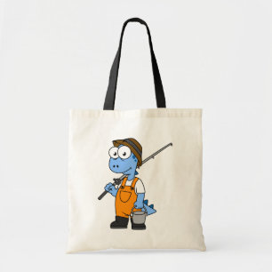 Tote Bag Illustration D'Un Pêcheur D'Allosaurus.