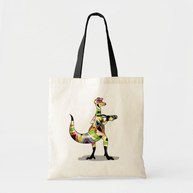 Tote Bag Illustration D'Un Photographe Iguanodon. (Devant)
