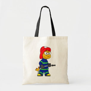 Tote Bag Illustration D'Un Pompier Tyrannosaurus Rex.