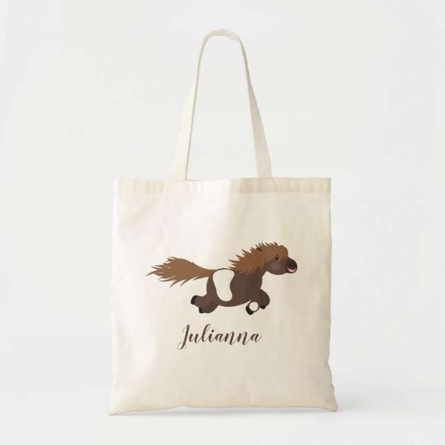 Tote Bag Illustration d'un poney mignon, courant, (Devant)