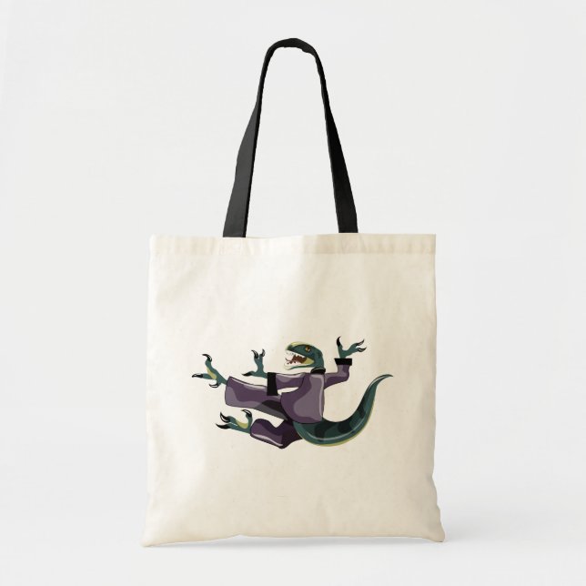 Tote Bag Illustration D'Un Rapteur Qui Fait Du Karaté. (Devant)