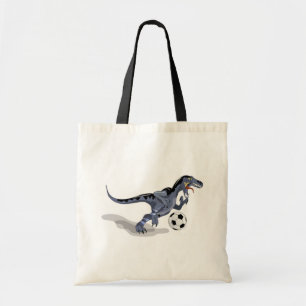 Tote Bag Illustration D'Un Raptor Dinosaure Jouant Au Footb