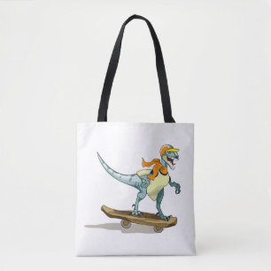 Tote Bag Illustration D'Un Raptor Skateboard.