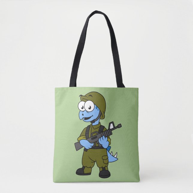 Tote Bag Illustration D'Un Soldat De Stegosaurus. (Devant)