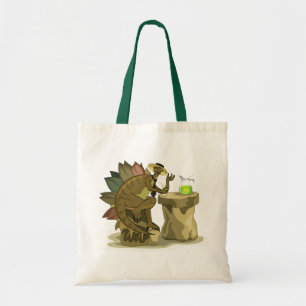 Tote Bag Illustration D'Un Stegosaurus Qui Boit Une Boisson