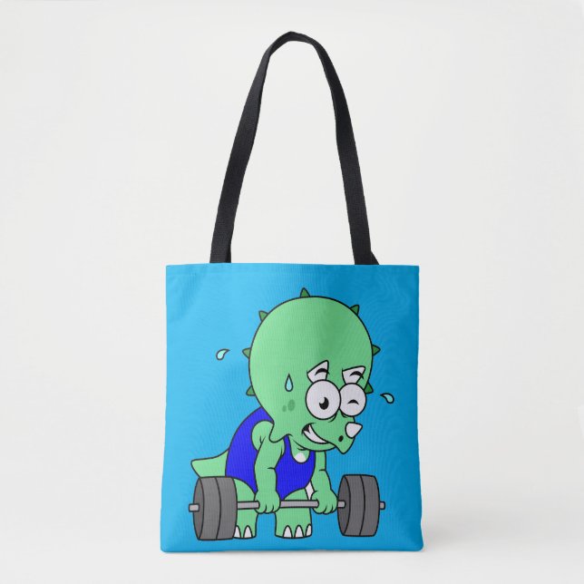 Tote Bag Illustration D'Un Tricératops Poids De Levage. (Devant)