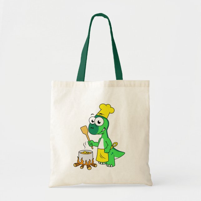 Tote Bag Illustration D'Une Cuisine De Parasaurolophus Dino (Devant)