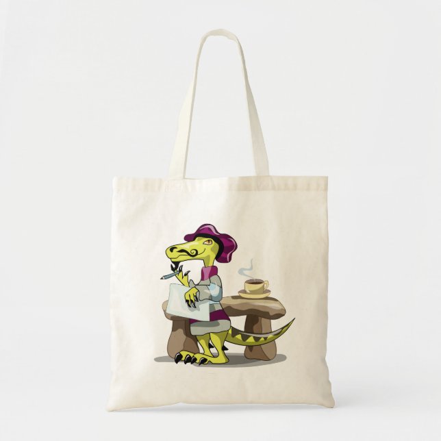Tote Bag Illustration D'Une Pensée De Poète Raptor Caricatu (Devant)