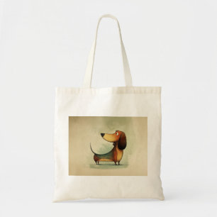 Tote Bag Illustration fantaisiste de teckel mignon