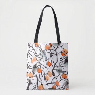 Tote Bag Illustration Feuille des baies d'encre d'aquarelle