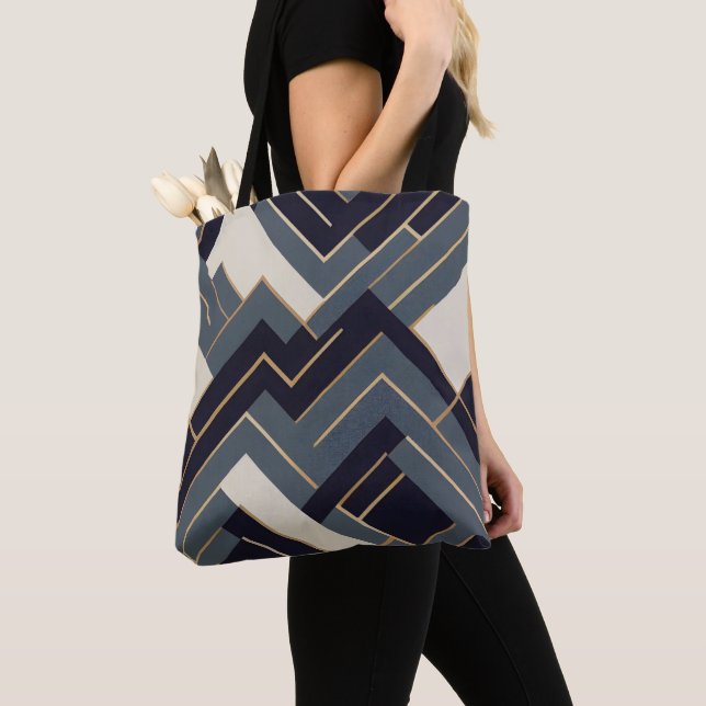 Tote Bag Illustration géométrique en or (De près)