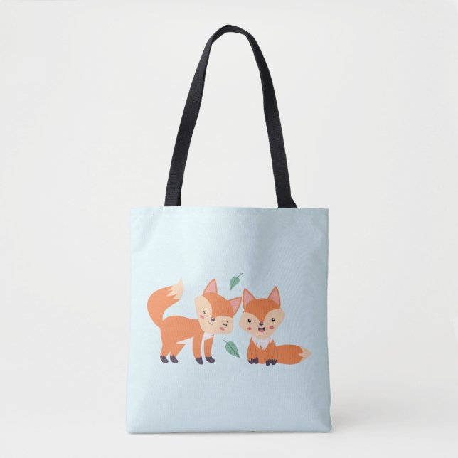 Tote Bag Illustration graphique des renards orange mignons (Devant)