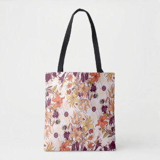 Tote Bag Illustration matricielle. Motif fleur clair sur co