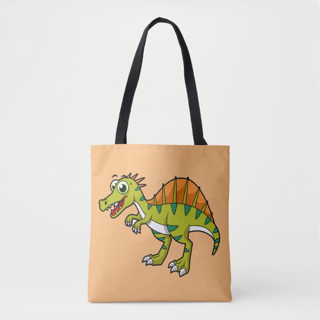 Tote Bag Illustration Mignonne D'Un Spinosaure Souriant. (Devant)