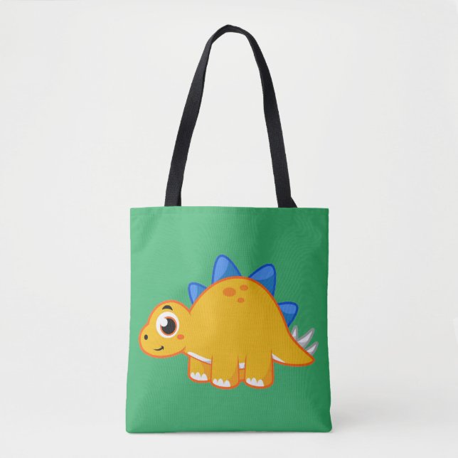 Tote Bag Illustration Mignonne D'Un Stegosaurus. (Devant)