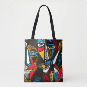 Tote Bag Illustration moderne en style linocut. Colo surréa