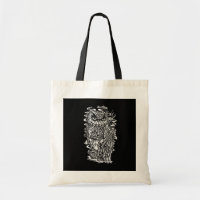 Illustration noire et blanche de hibou de style de
